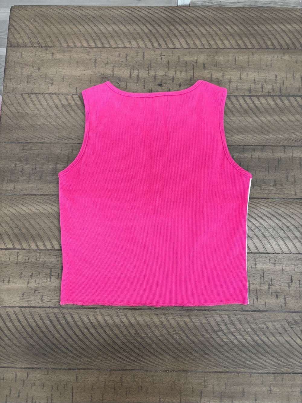 Pink & White Wavy Colorblock Rib Tank - Picture 3 of 3